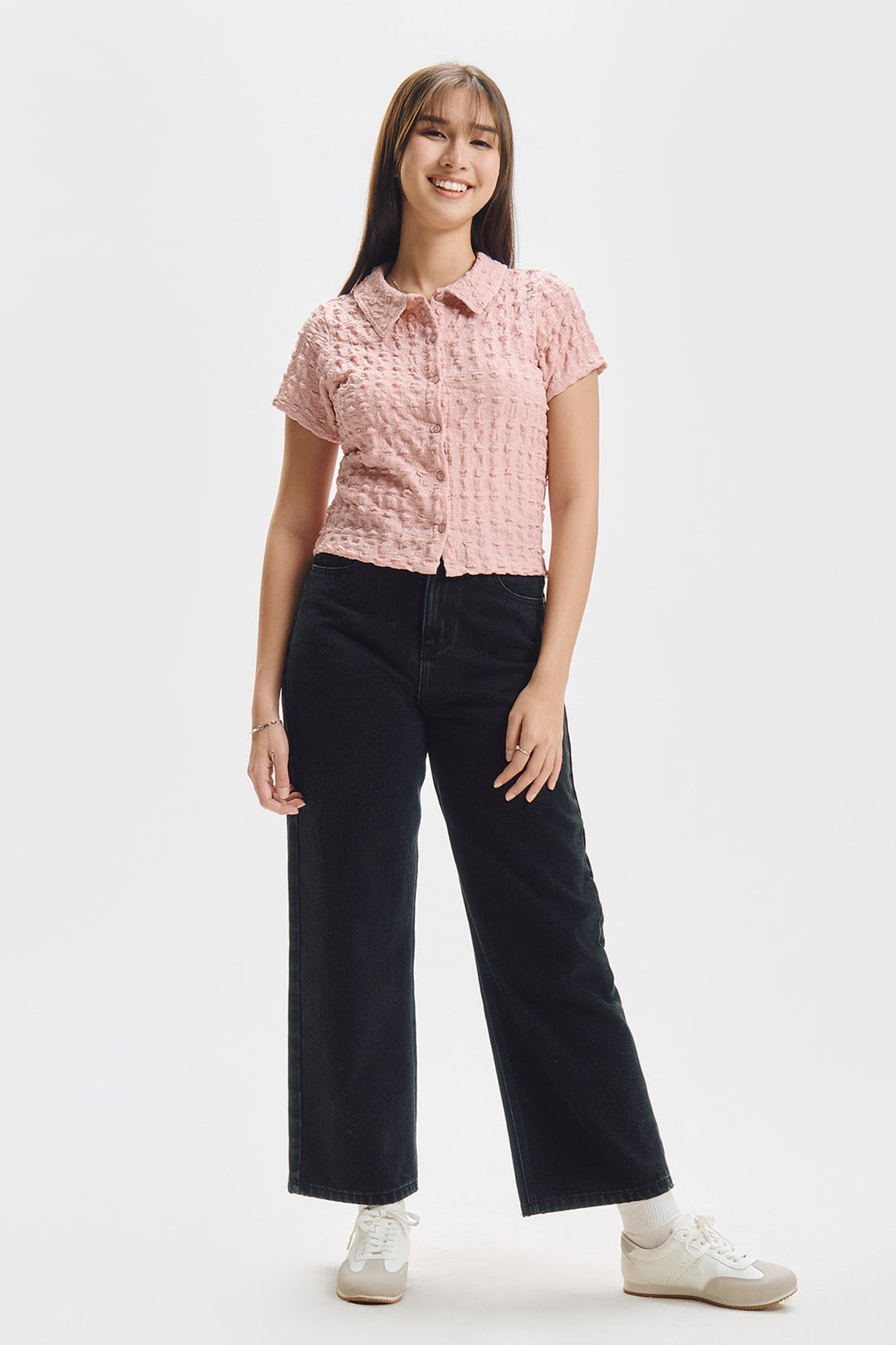 Textured Semi Cropped Polo