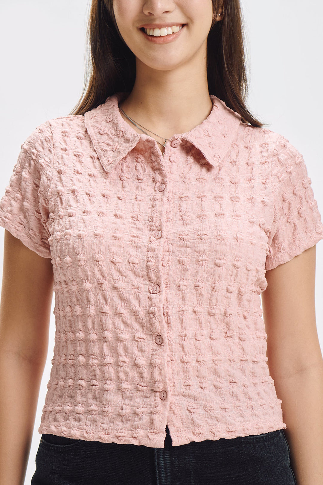 Textured Semi Cropped Polo