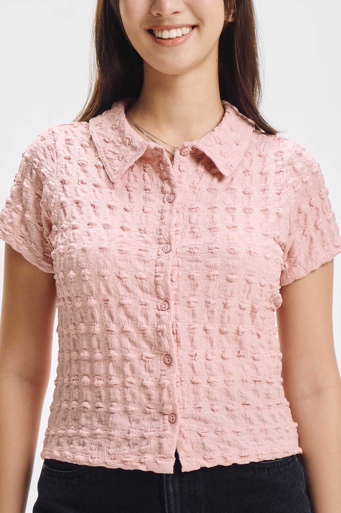 Textured Semi Cropped Polo