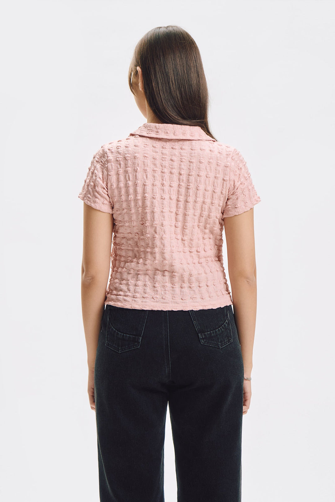 Textured Semi Cropped Polo
