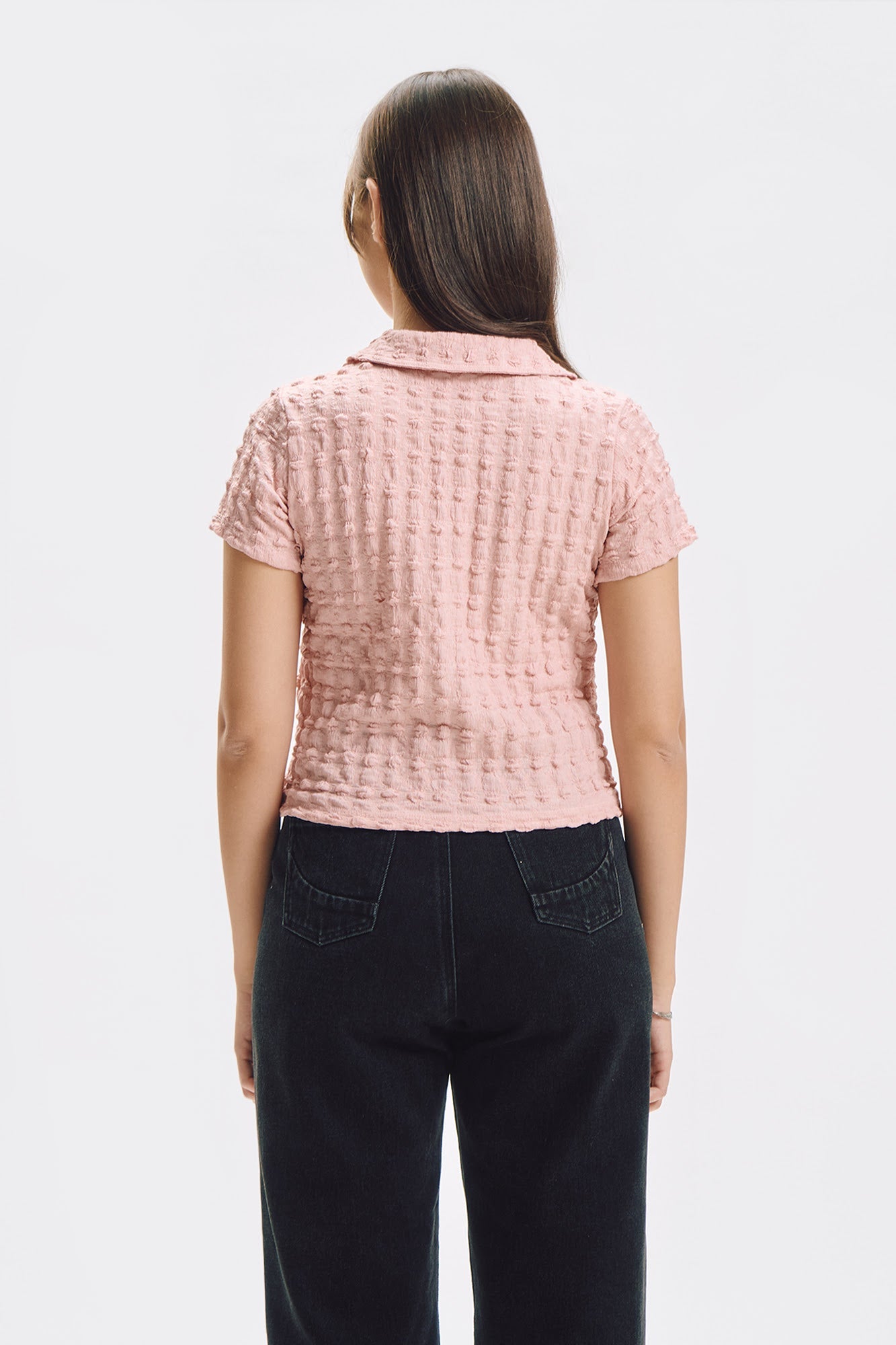 Textured Semi Cropped Polo