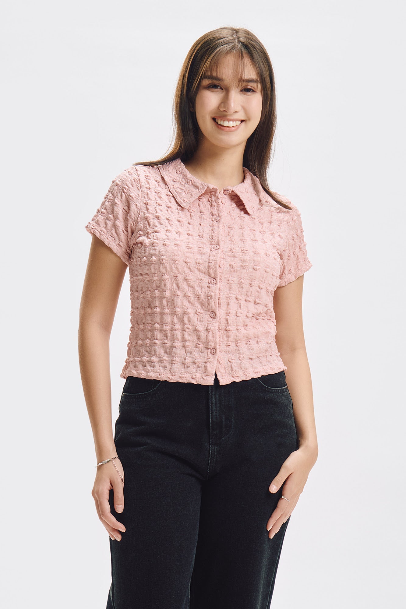 Textured Semi Cropped Polo