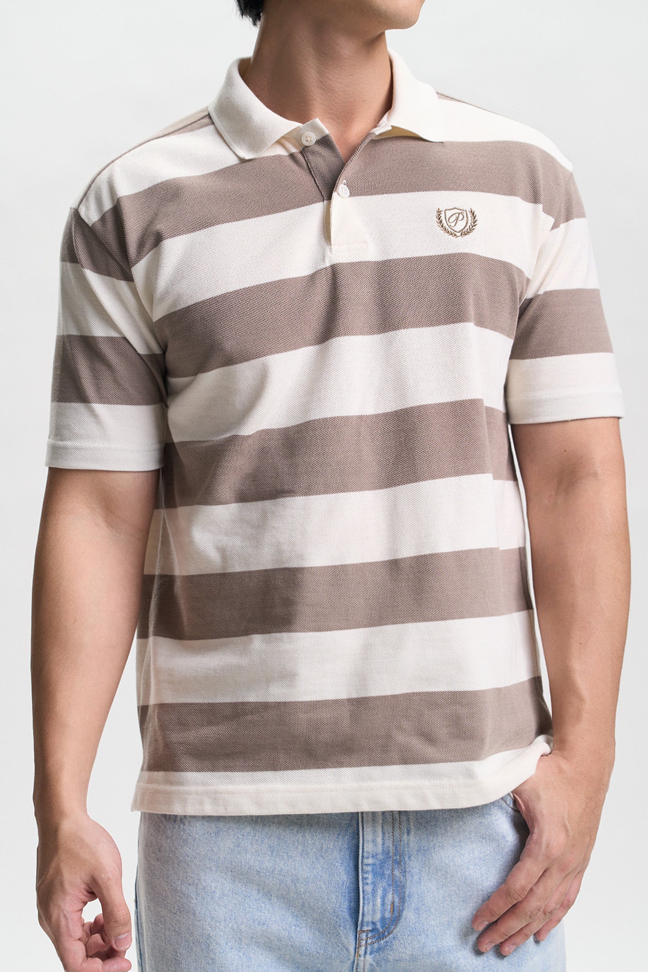 Stripes Relaxed Polo with Embroidery