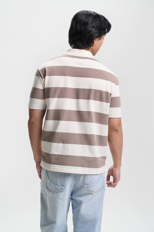 Stripes Relaxed Polo with Embroidery