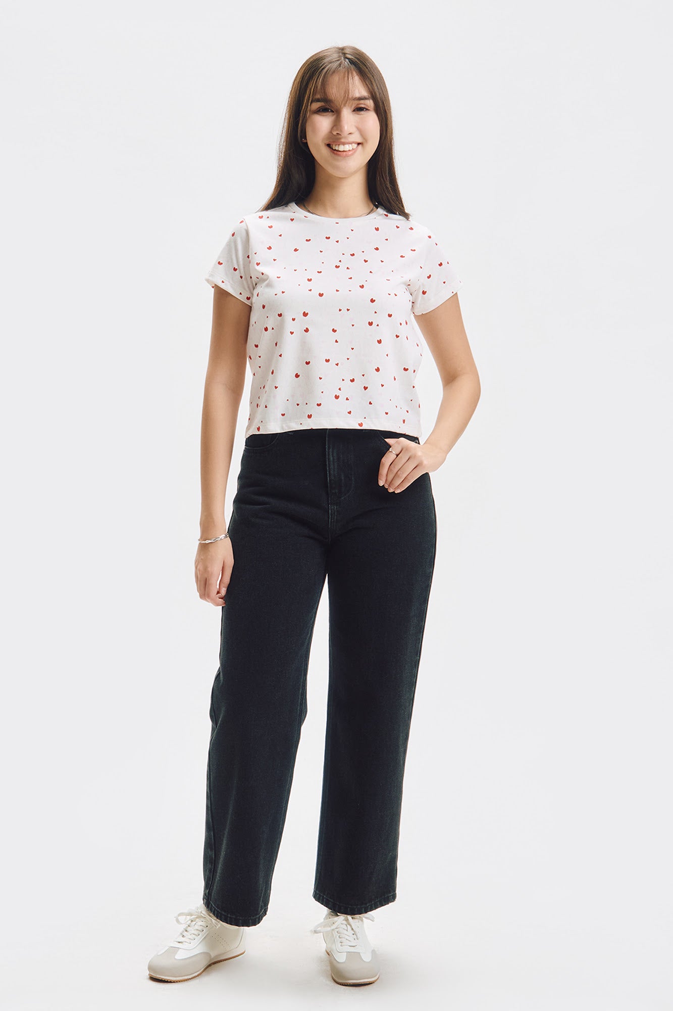 トップス Low classic HOLE POINT PRINT TOP LOEWE (ロエベ) ワンポイント クルーネック 半袖 Tシャツ SHORT