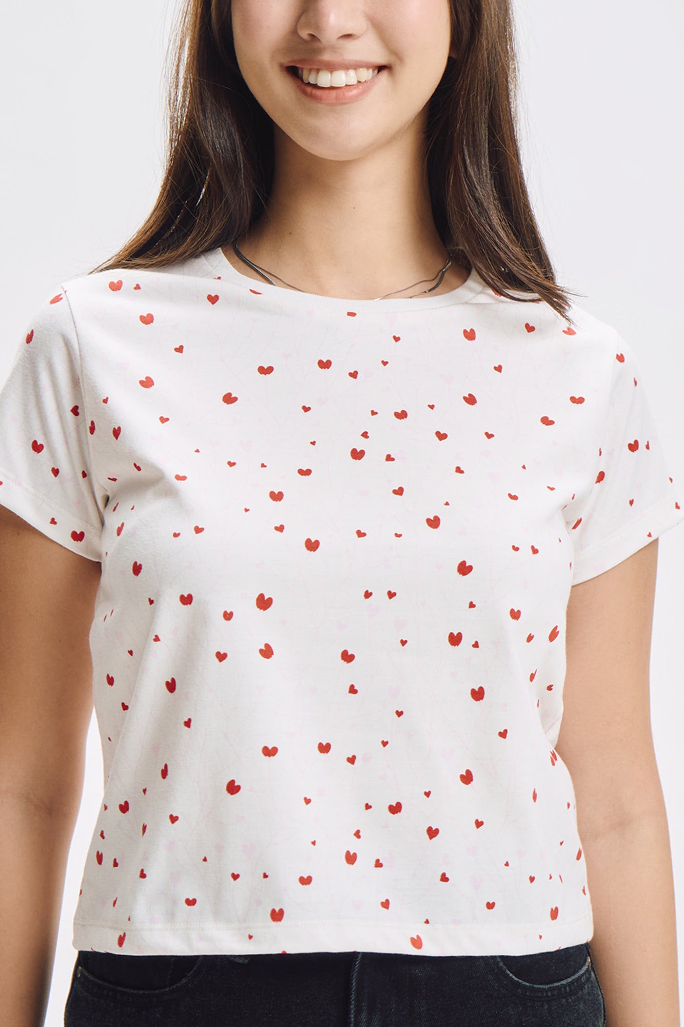 Hearts All-Over Print Relaxed T-Shirt – PENSHOPPE
