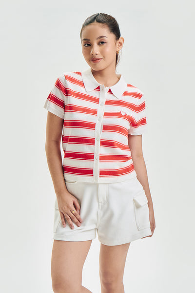Striped Flat Knit Polo