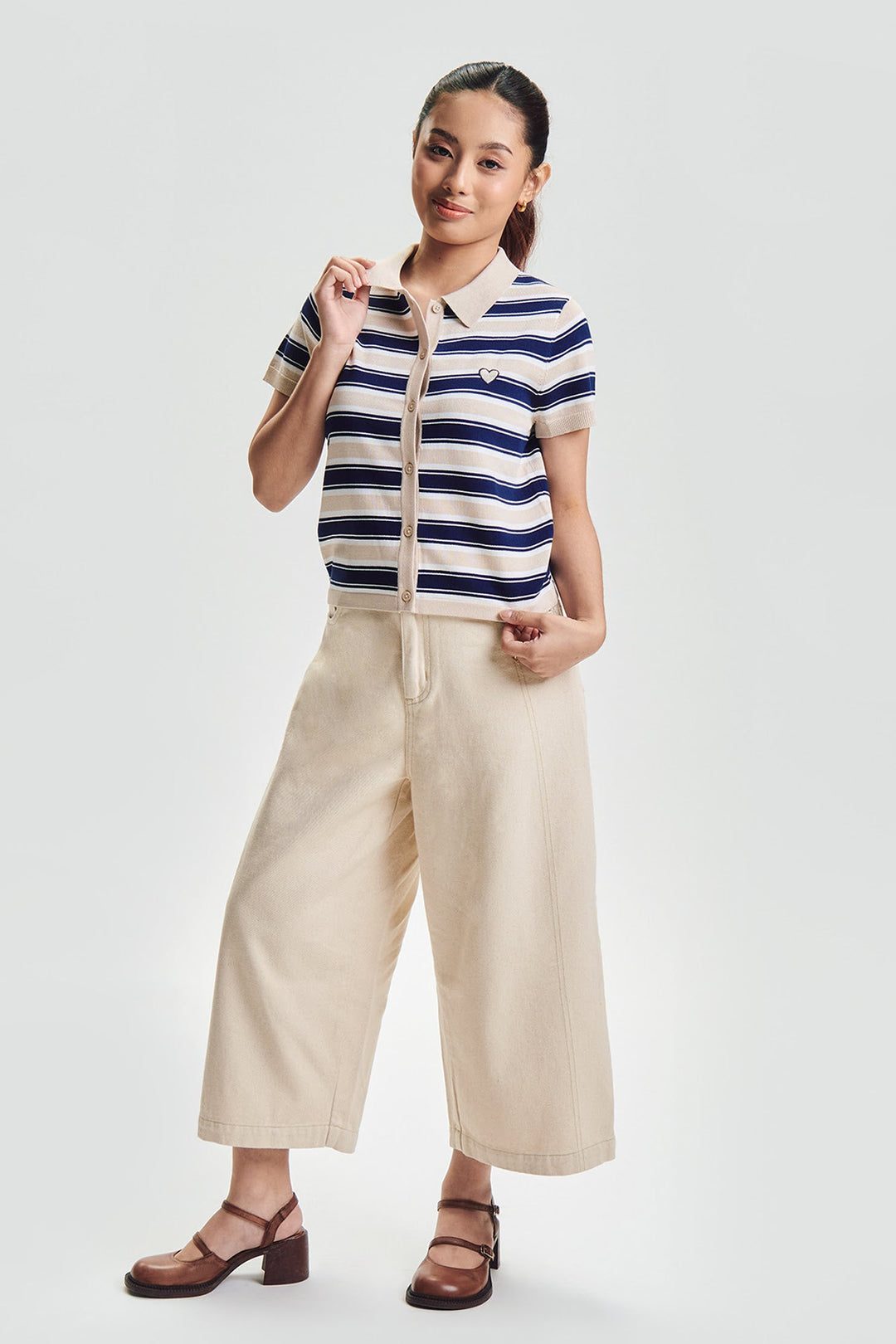 Striped Flat Knit Polo