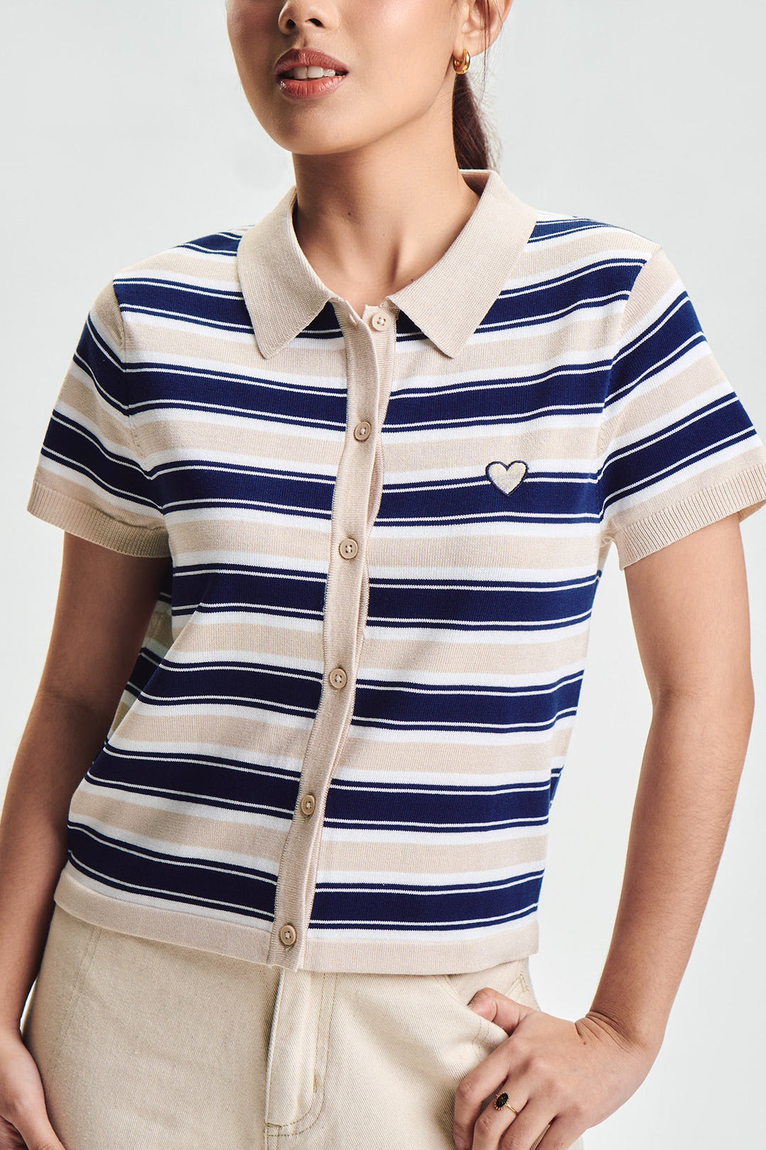 Striped Flat Knit Polo