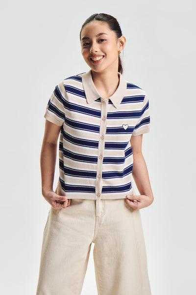 Striped Flat Knit Polo