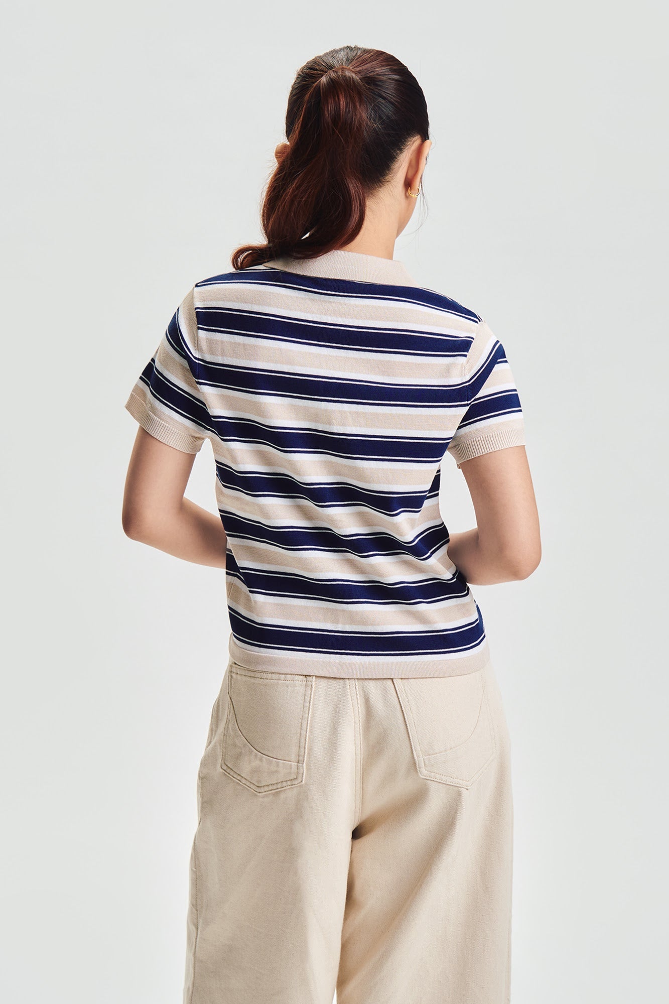Striped Flat Knit Polo