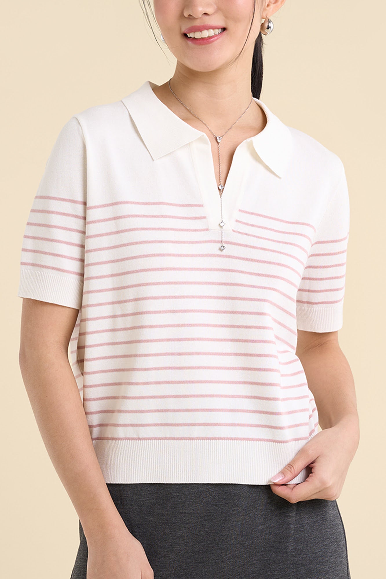 Dress Code Light Knit Striped Polo