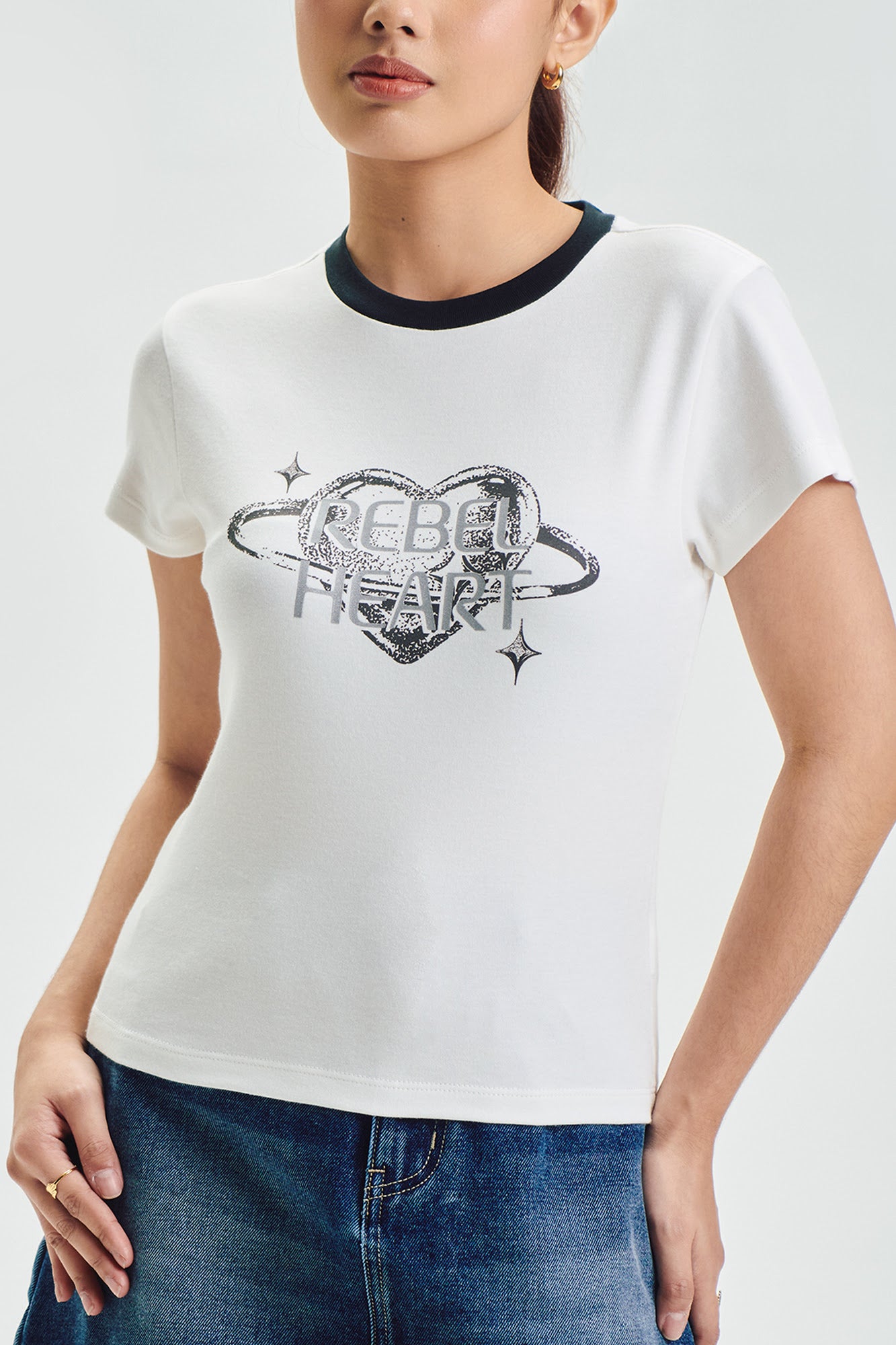 Rebel Heart Ringer Slim Graphic T-Shirt