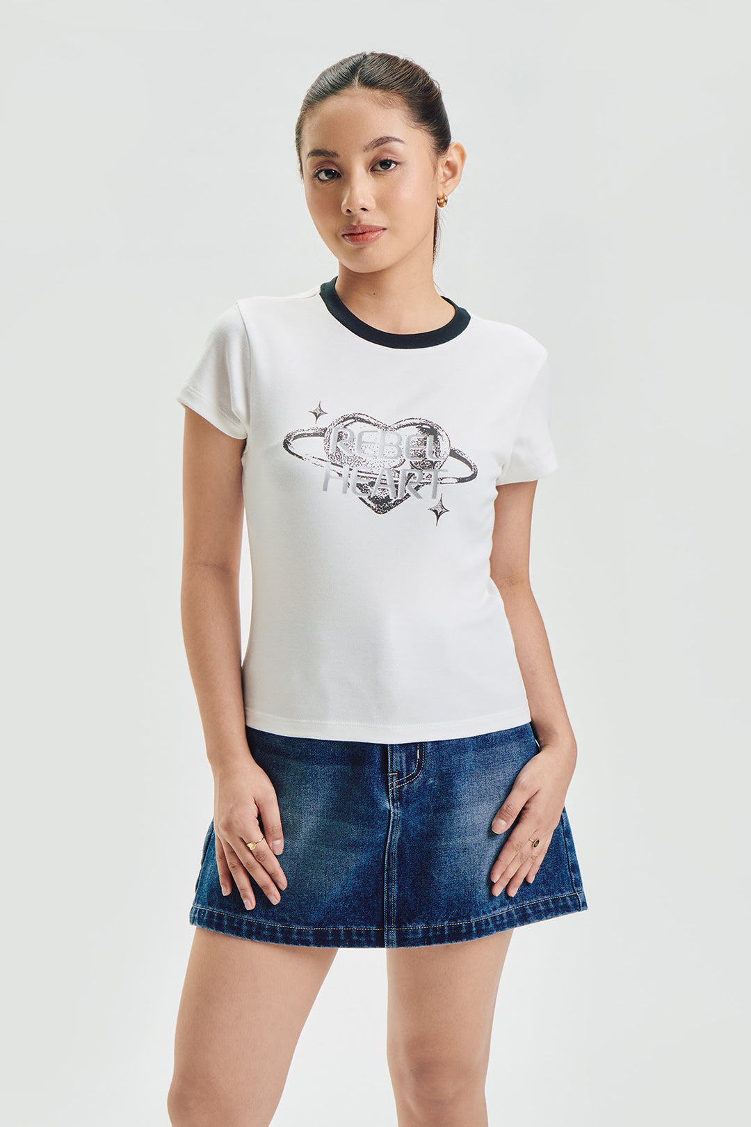 Rebel Heart Ringer Slim Graphic T-Shirt