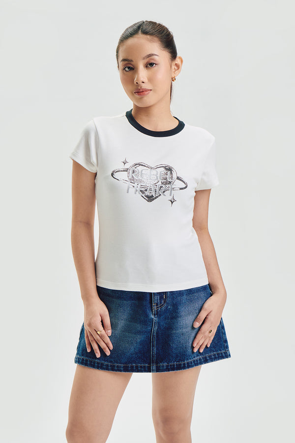 Rebel Heart Ringer Slim Graphic T-Shirt