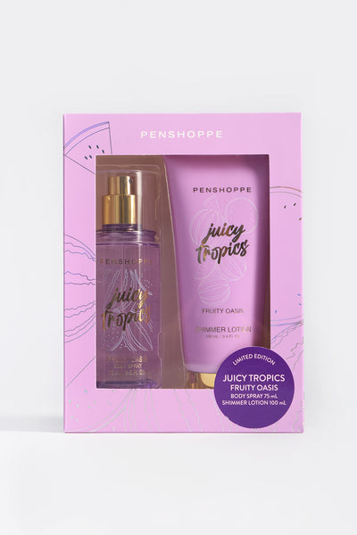 Juicy Tropics Body Spray and Shimmer Lotion Gift Set for Women