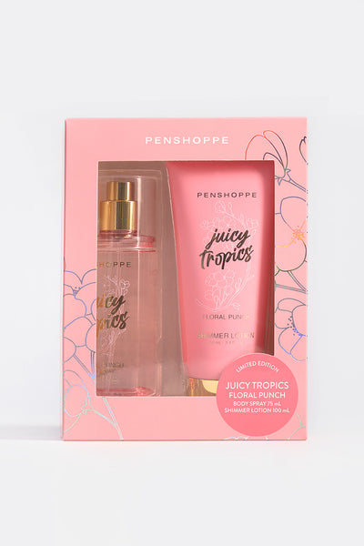 Juicy Tropics Body Spray and Shimmer Lotion Gift Set for Women