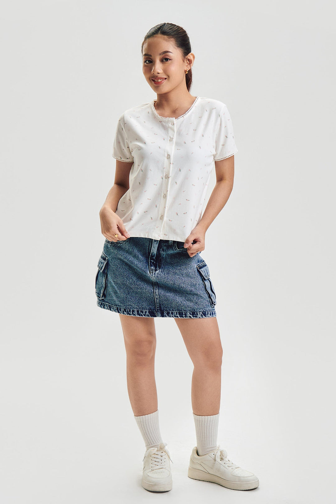 Floral All-Over Print Button Down Top