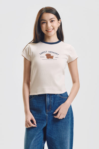 Sweet Memory Ringer Slim Graphic T-Shirt