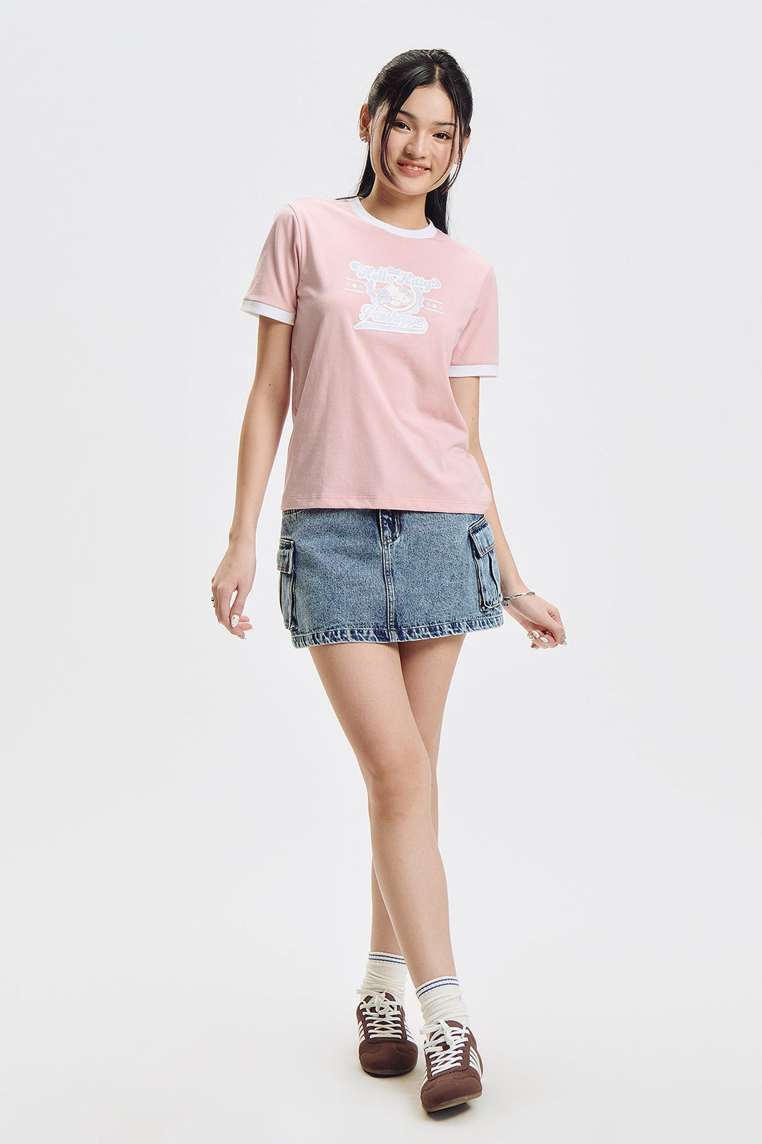 Penshoppe ❤️ Hello Kitty Relaxed Ringer Graphic T-Shirt