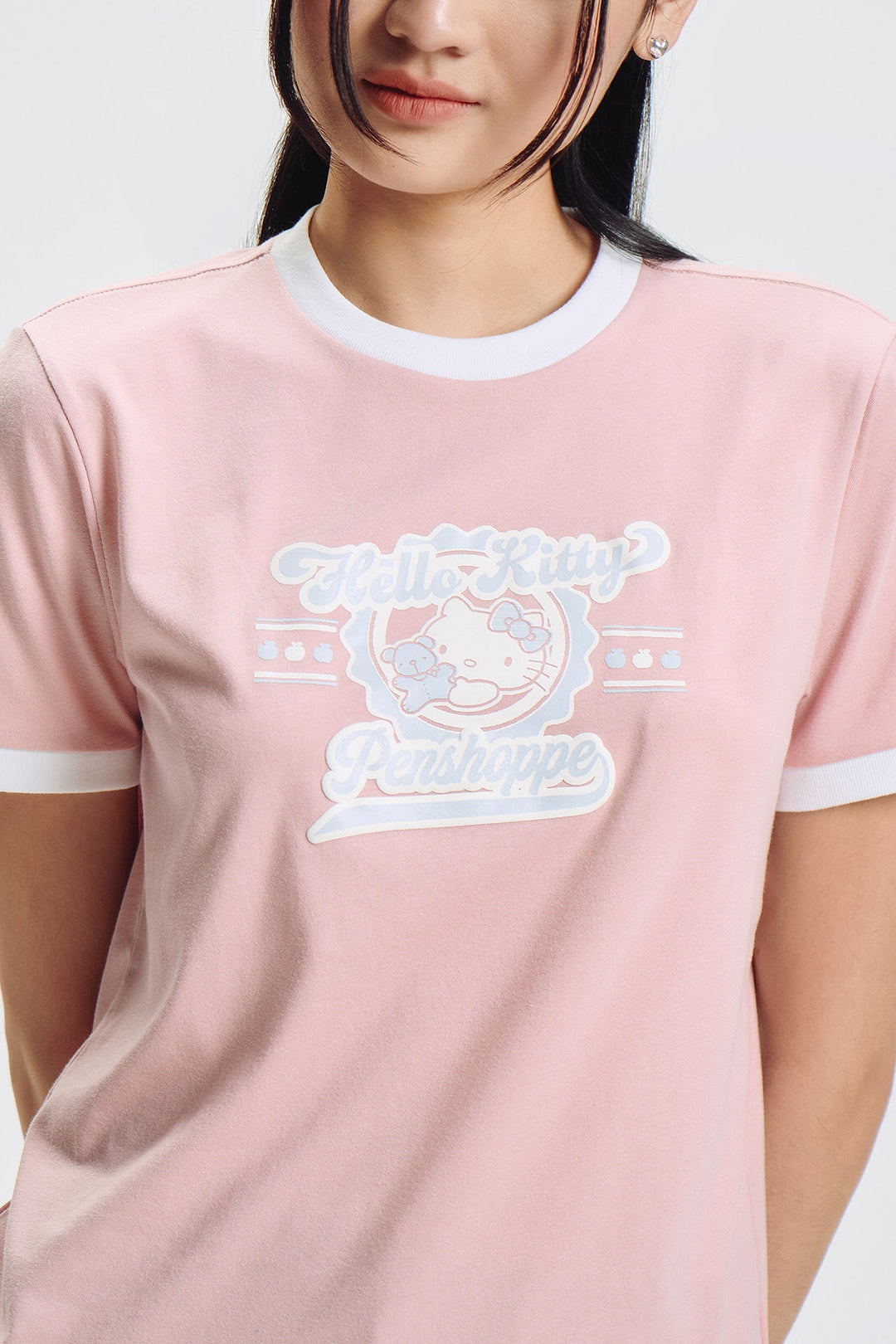 Penshoppe ❤️ Hello Kitty Relaxed Ringer Graphic T-Shirt