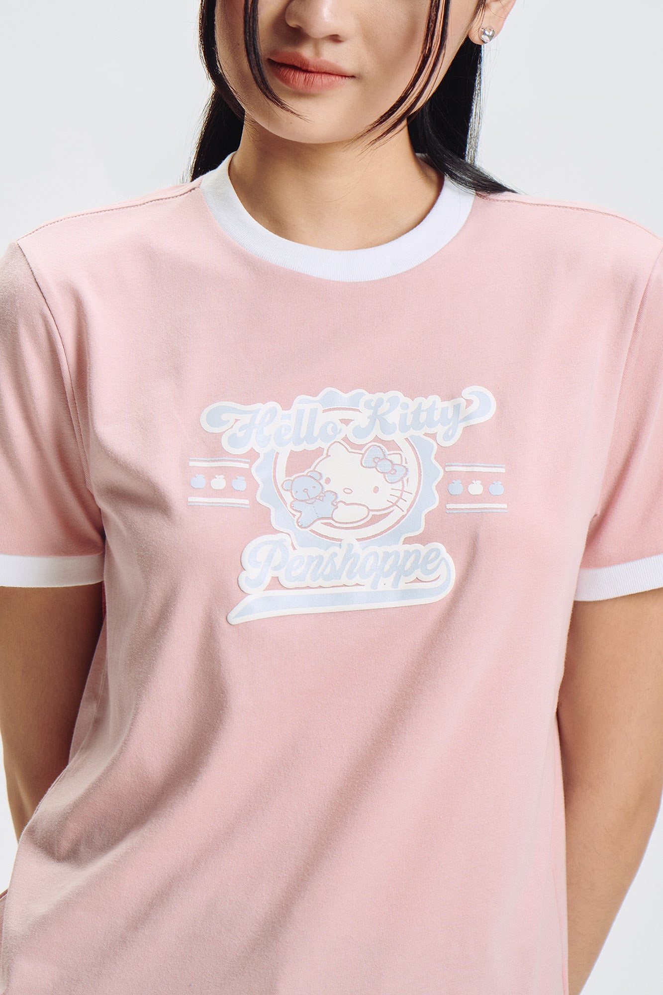 Penshoppe ❤️ Hello Kitty Relaxed Ringer Graphic T-Shirt