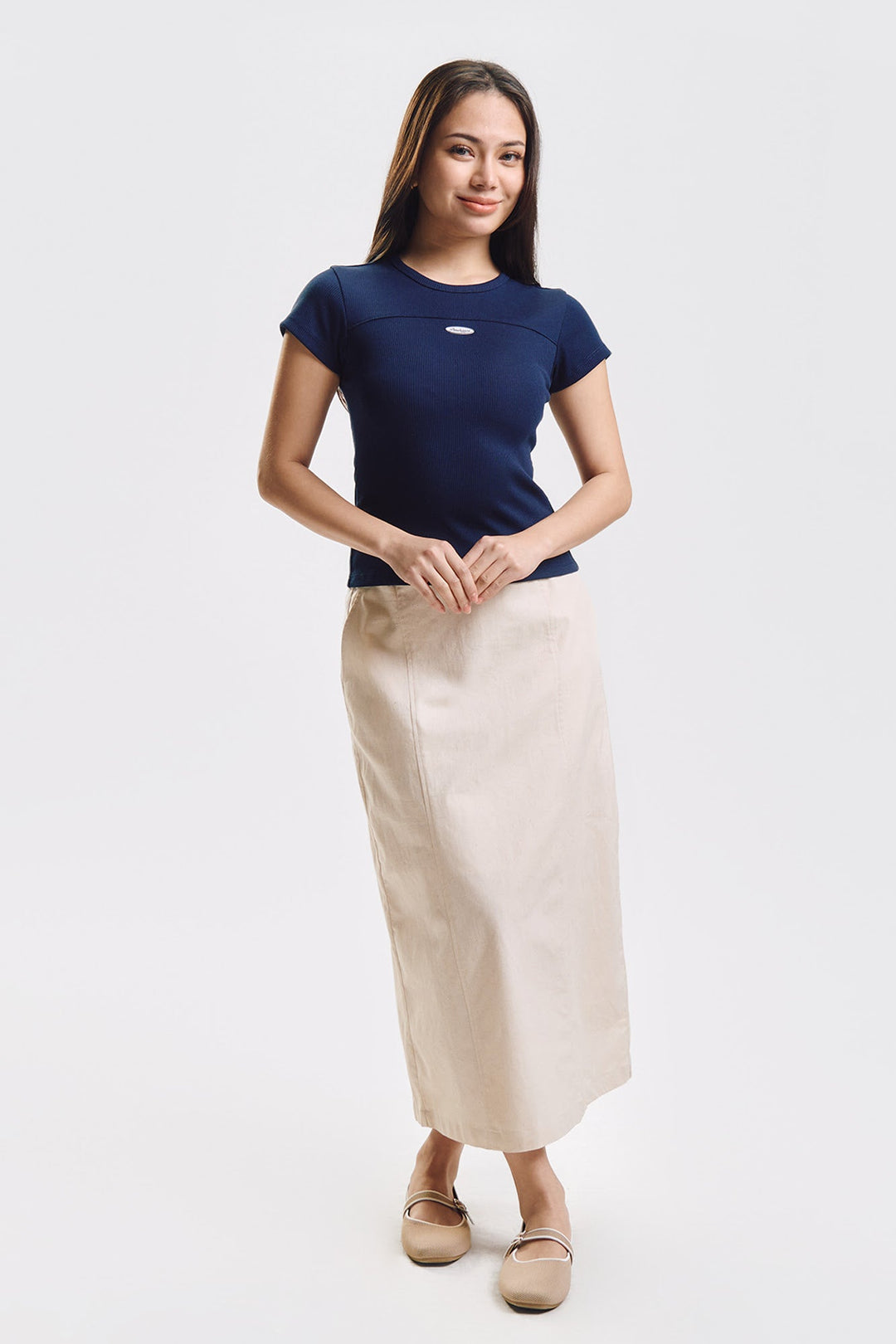 Slim Ribbed Knit T-Shirt with Branding