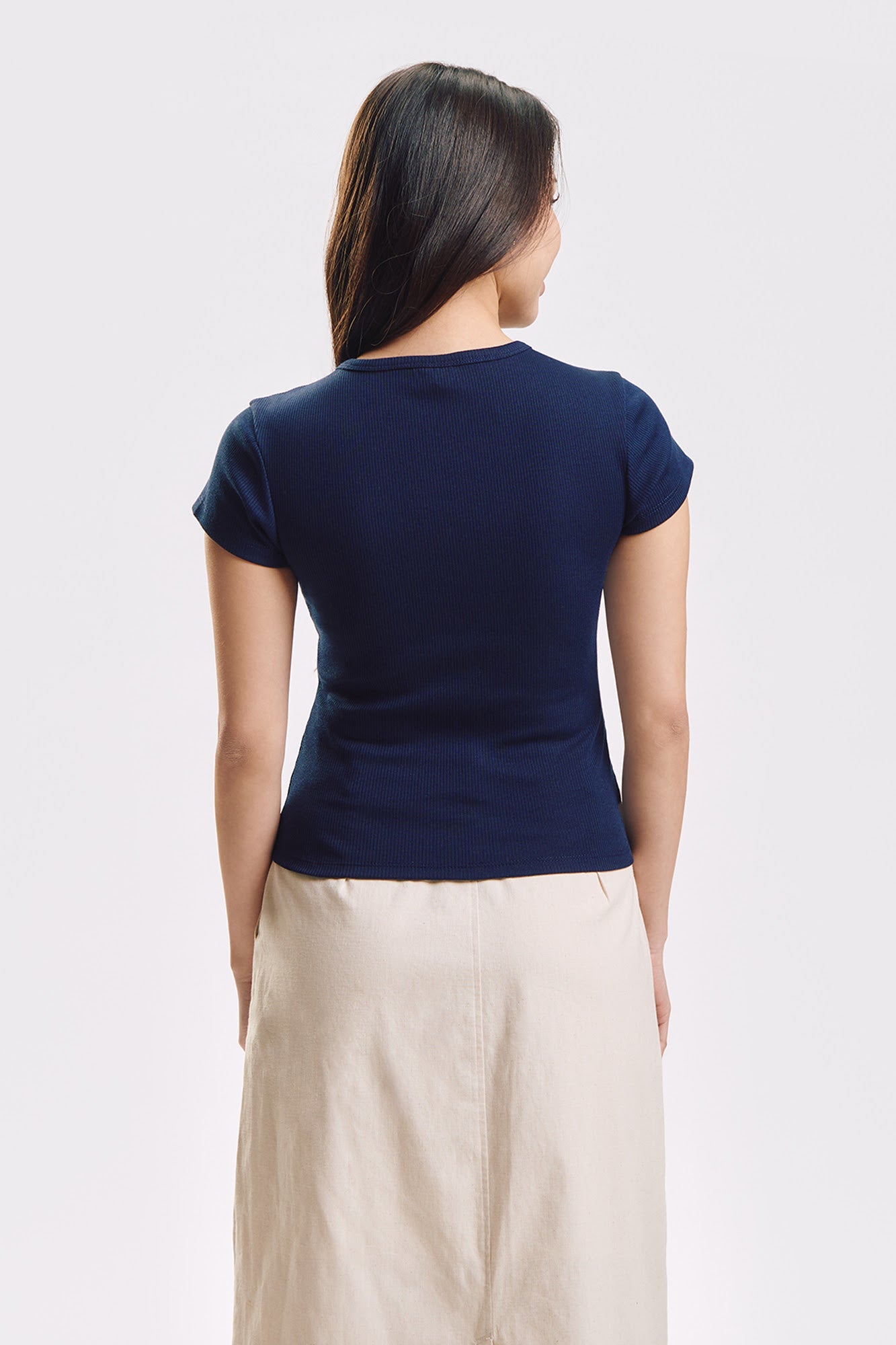 Slim Ribbed Knit T-Shirt with Branding