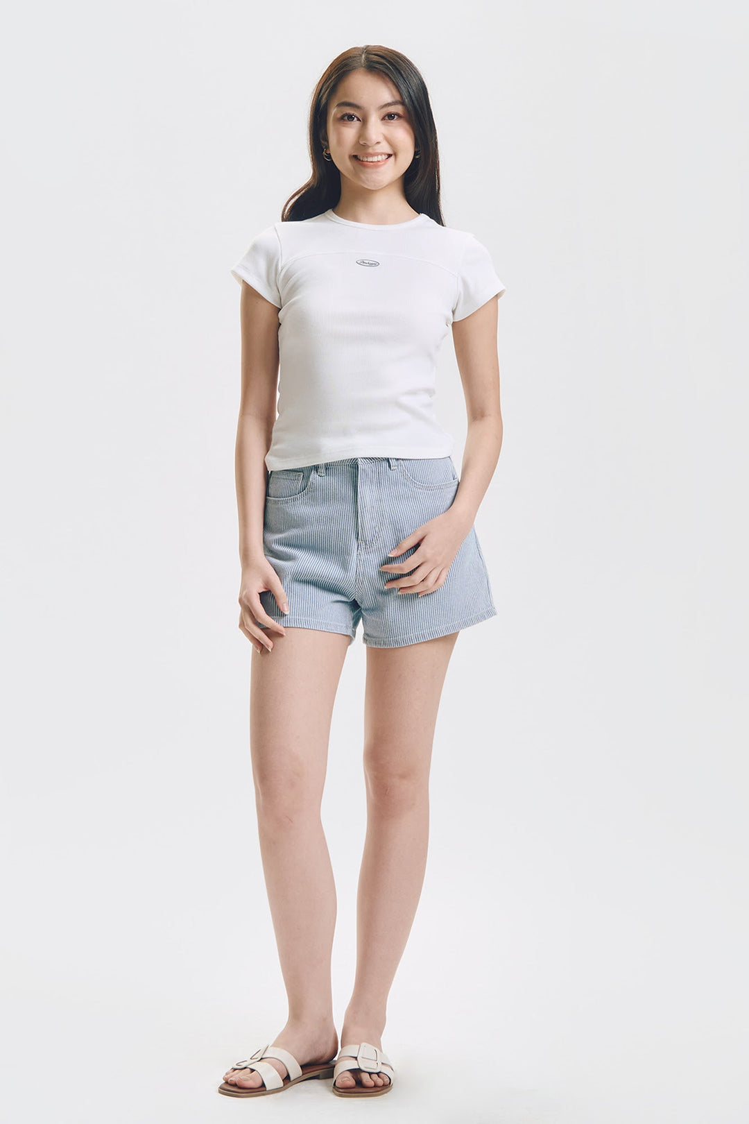 Slim Ribbed Knit T-Shirt with Branding