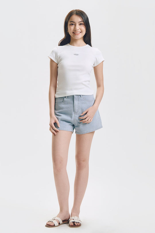 Slim Ribbed Knit T-Shirt with Branding