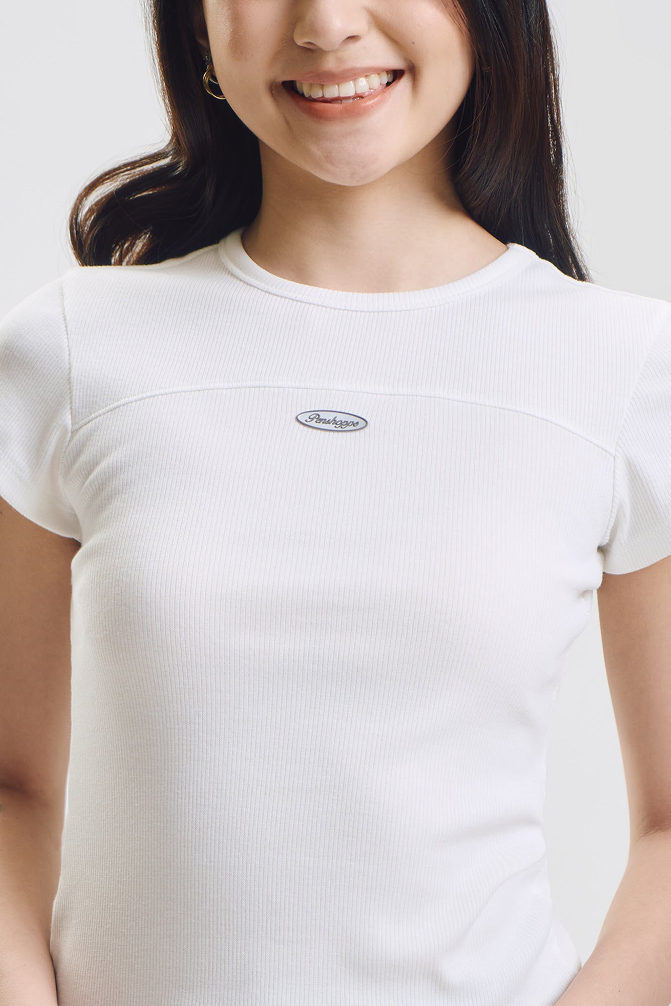Slim Ribbed Knit T-Shirt with Branding