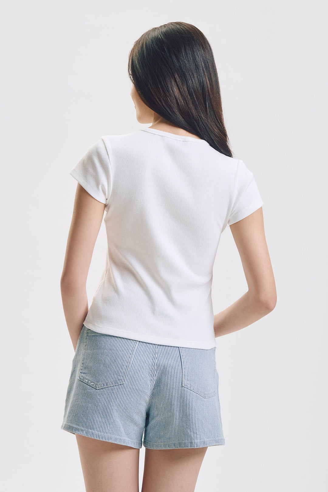 Slim Ribbed Knit T-Shirt with Branding
