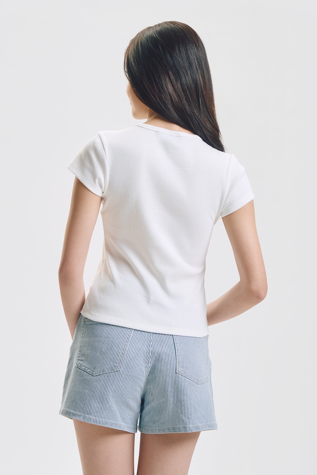 Slim Ribbed Knit T-Shirt with Branding