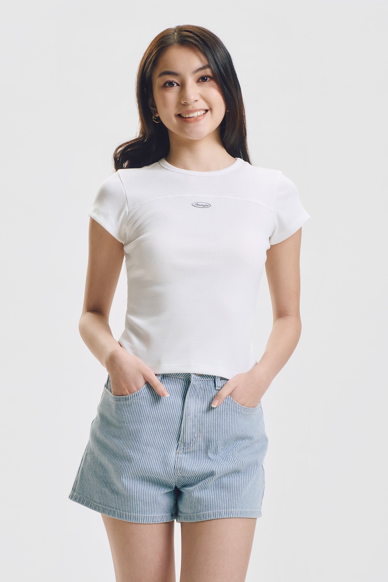 Slim Ribbed Knit T-Shirt with Branding