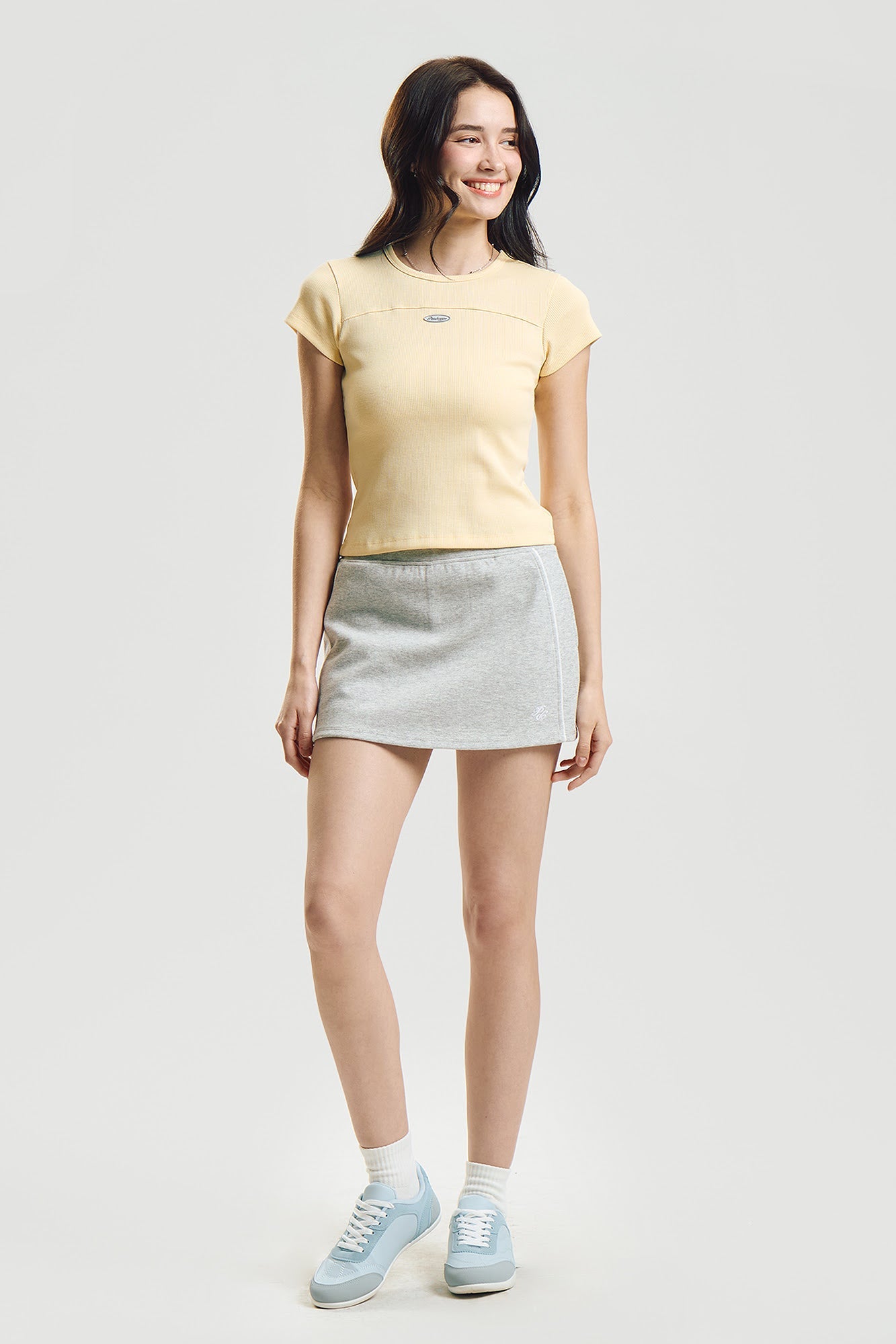 Slim Ribbed Knit T-Shirt with Branding