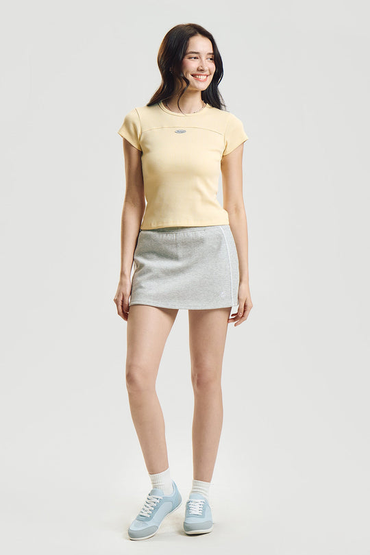 Slim Ribbed Knit T-Shirt with Branding