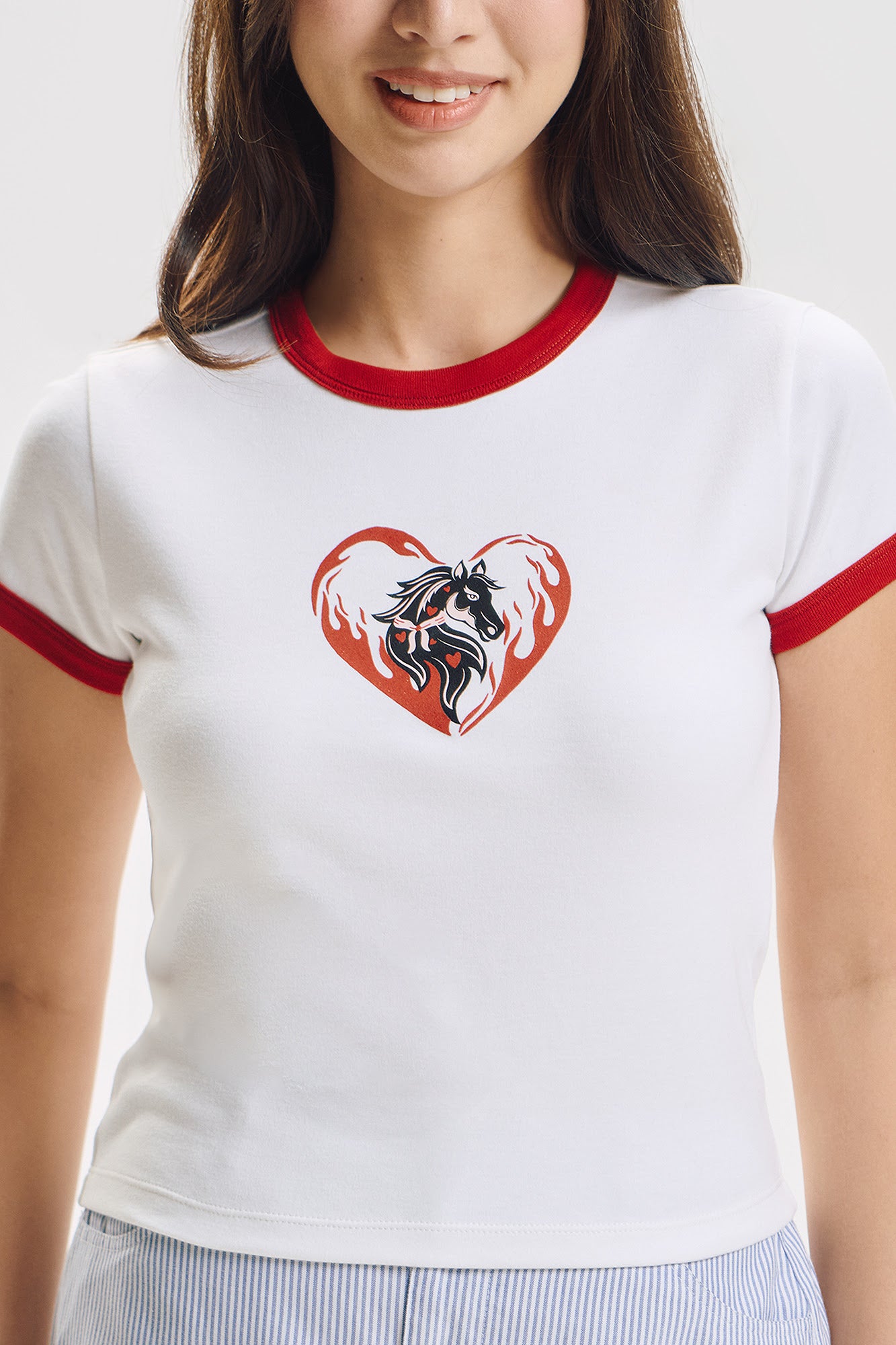 Horse Ringer Slim Graphic T-Shirt – PENSHOPPE