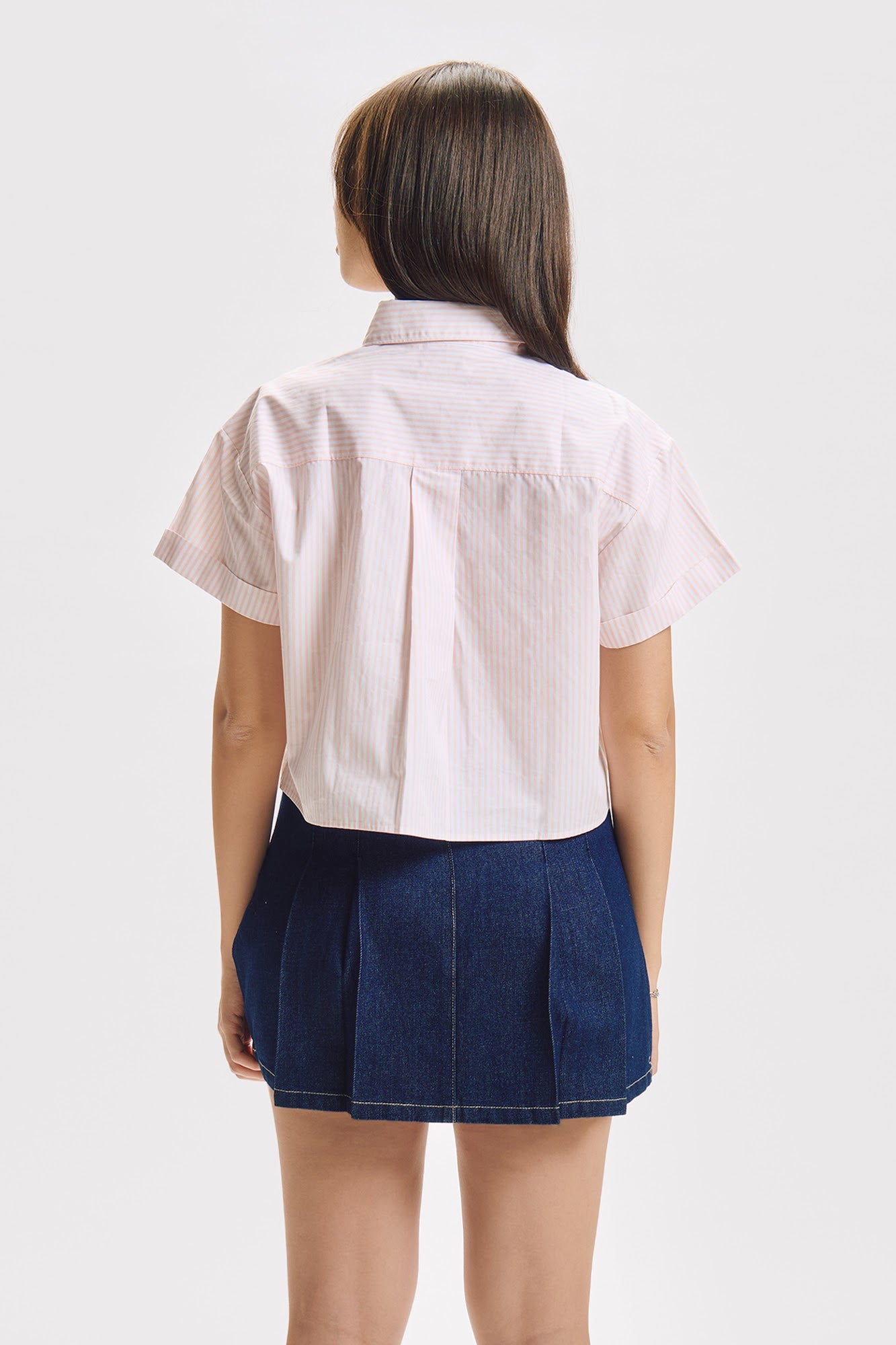 Striped Short Sleeve Button Down Top