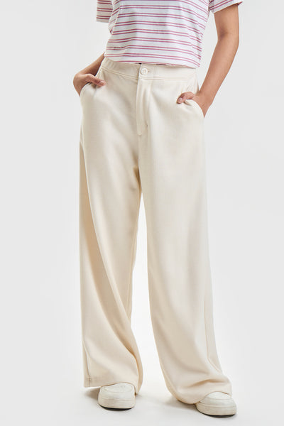 Straight Fit Ribbed Knit Pants