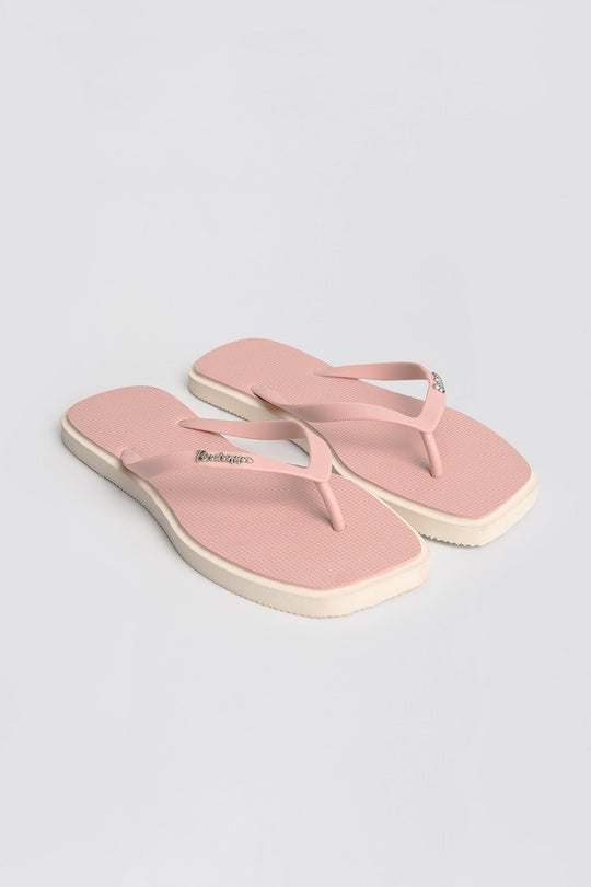 Women's Two-Tone Extended Square Toe Flip Flops