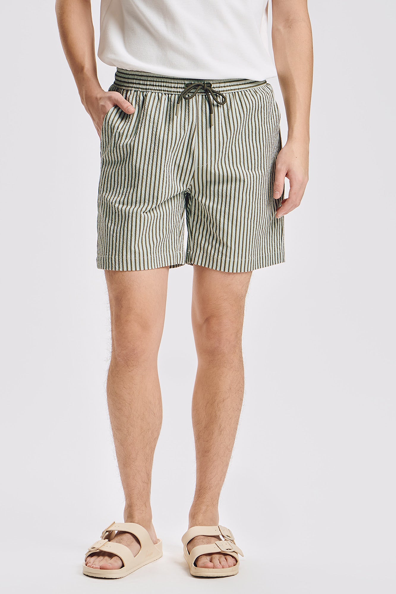 Modern Fit Swim Striped Seersucker Shorts