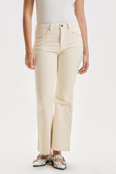 Mid Waist Flare Jeans with Studs