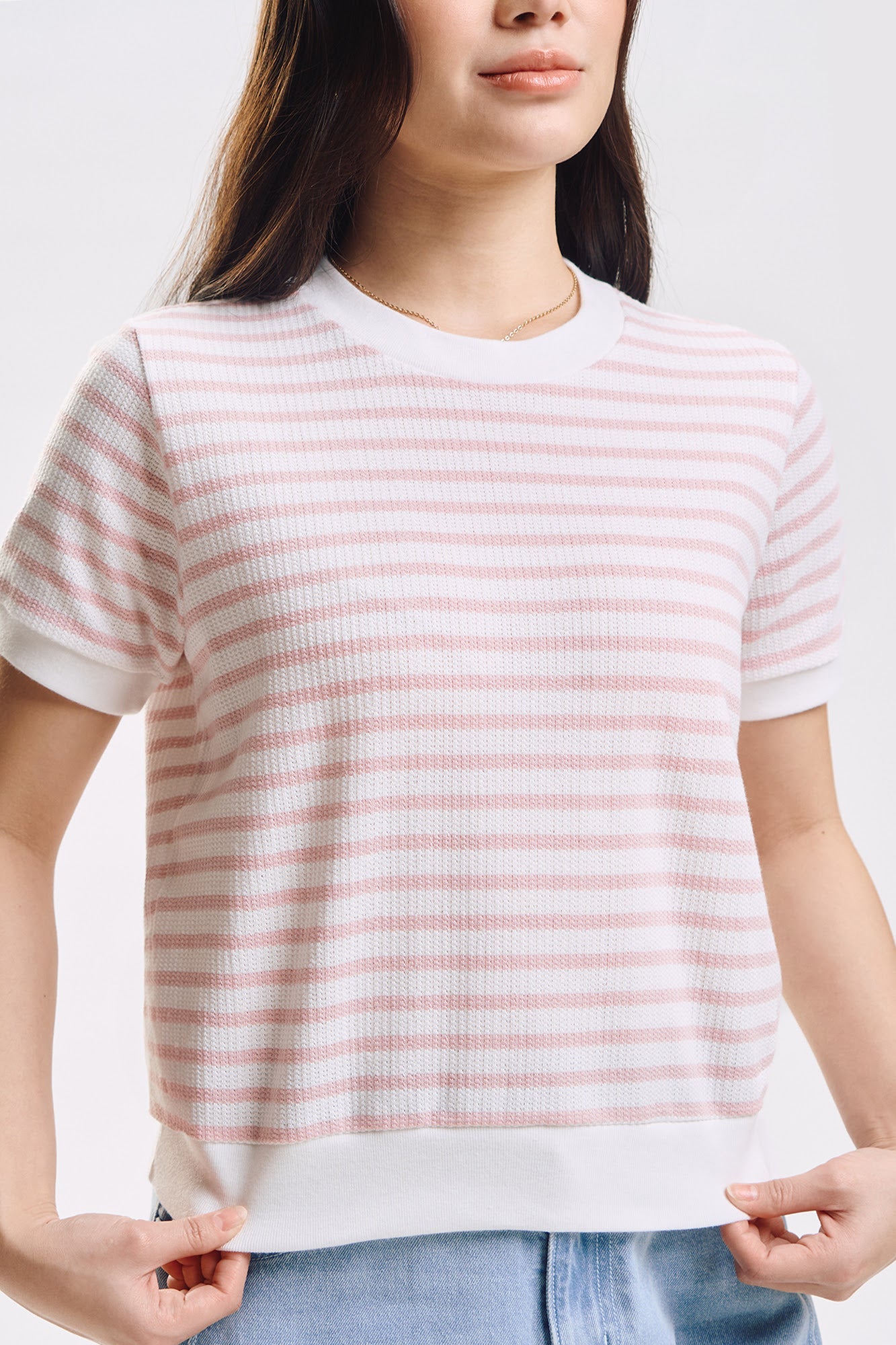 Striped Textured Knit Relaxed Top