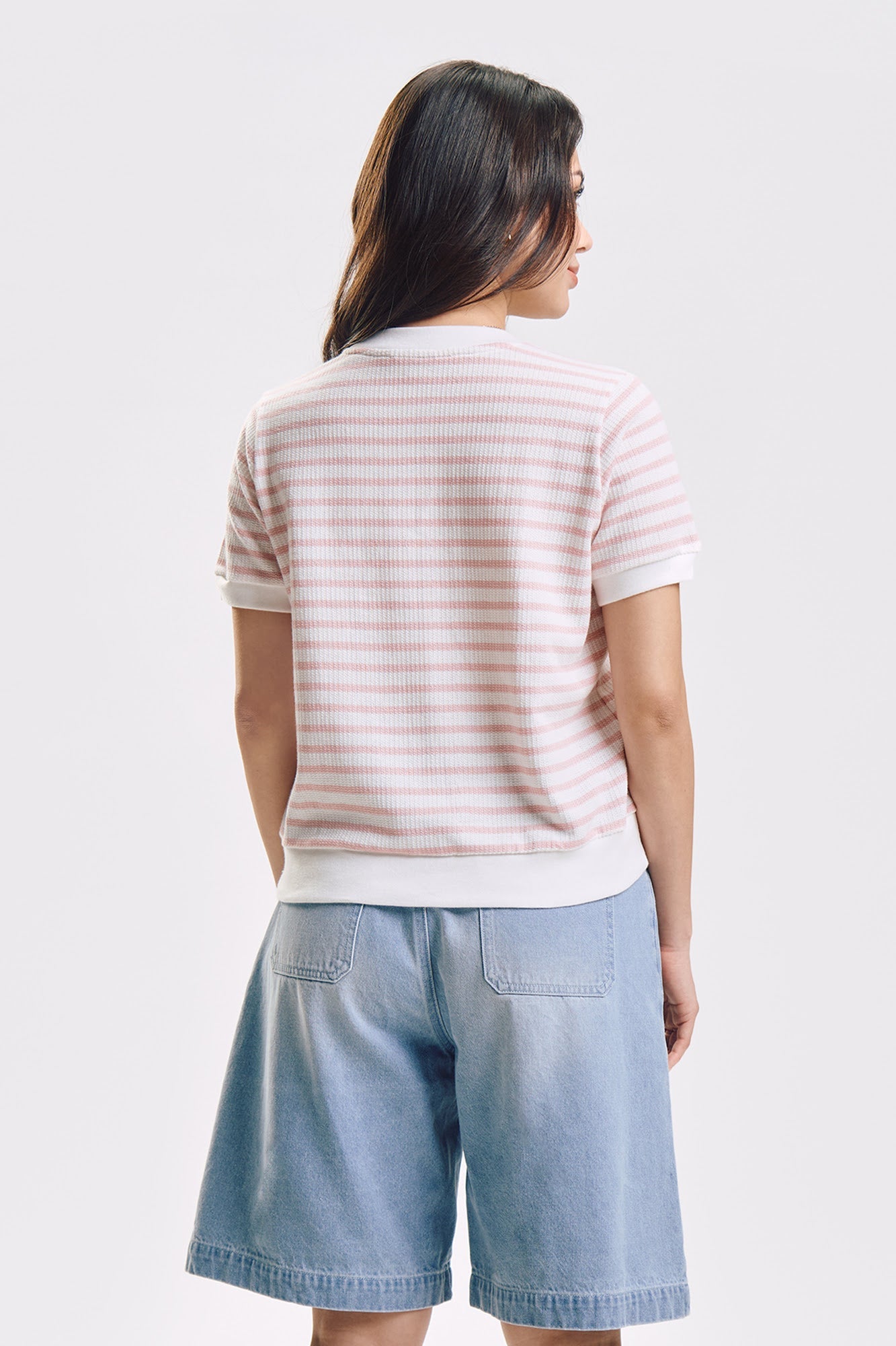 Striped Textured Knit Relaxed Top