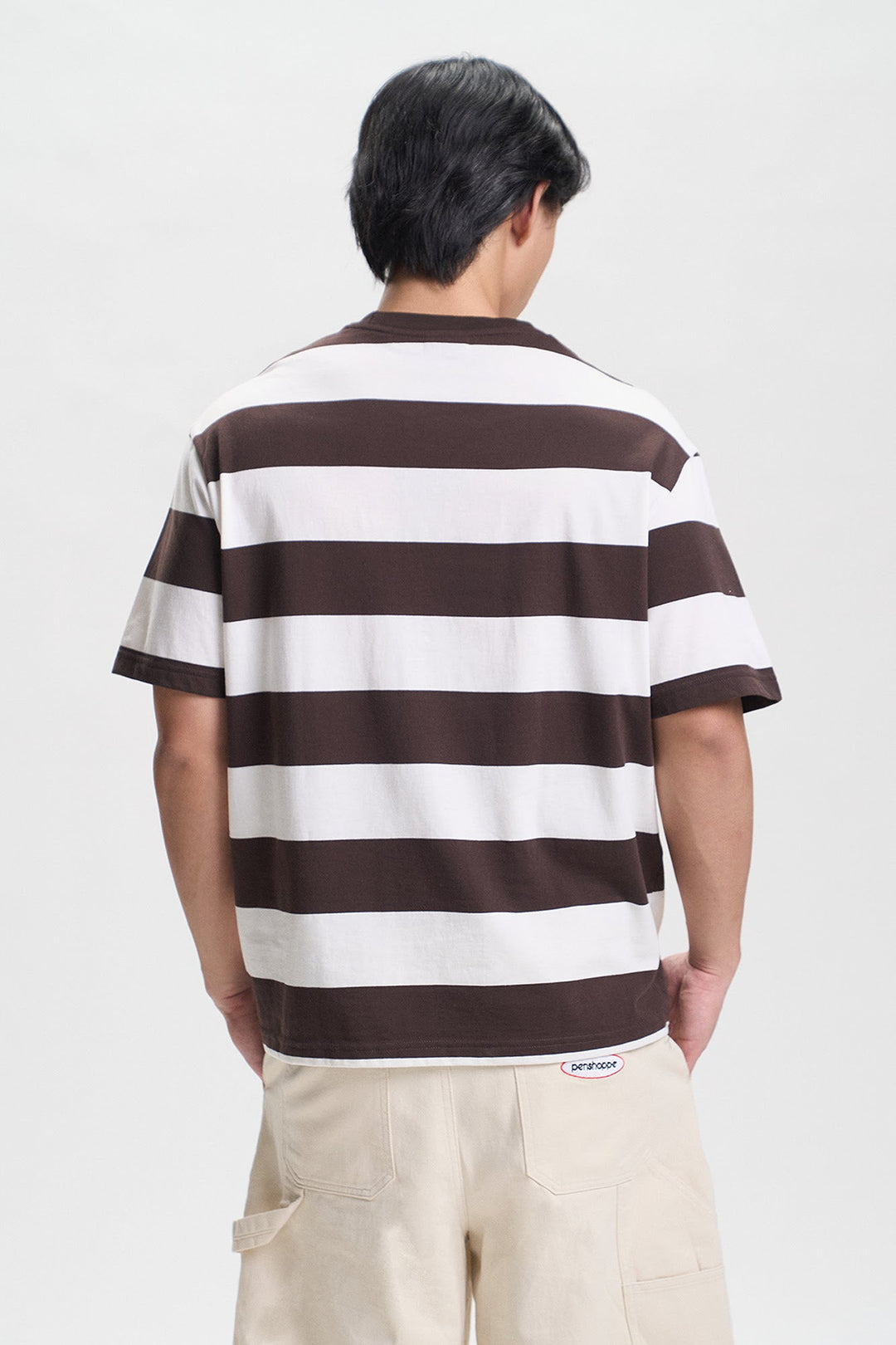 Stripes Relaxed T-Shirt with Crew Bear Patch Embroidery