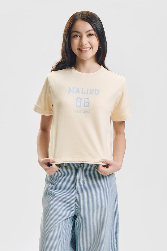 Malibu Relaxed Two-Fer Graphic T-Shirt