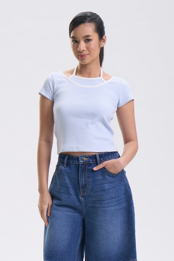 Slim Two-Fer Halter Neck Top