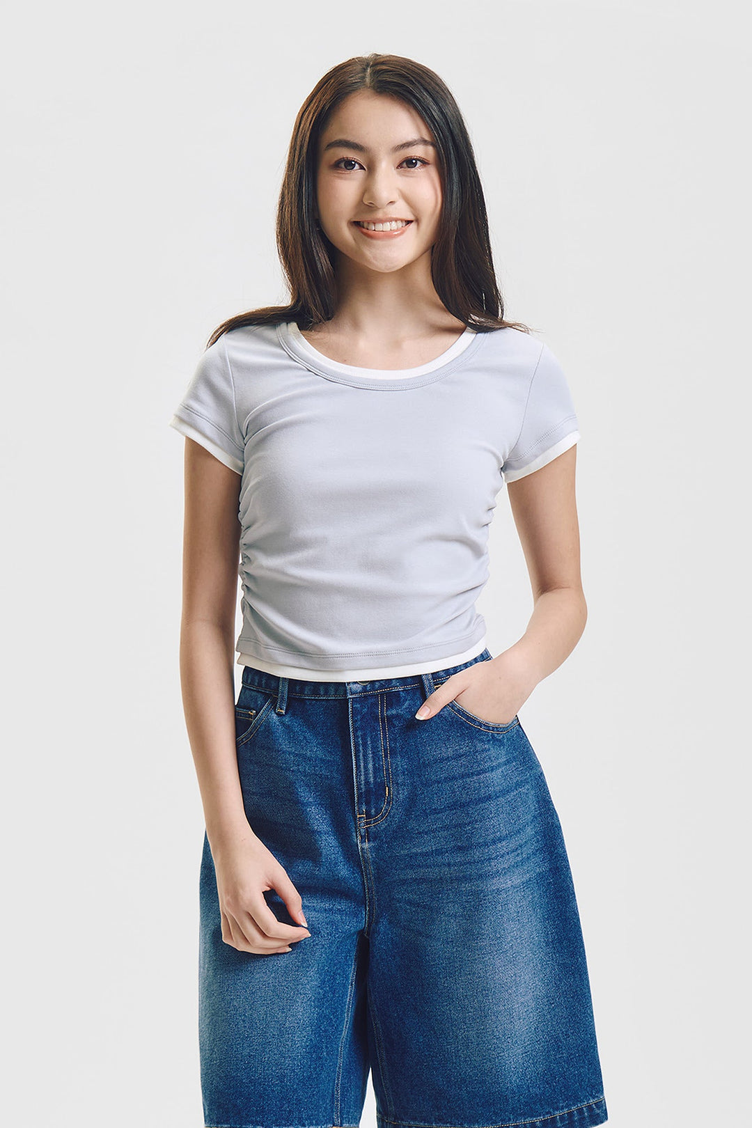 Slim Two-Fer Top with Side Gathering