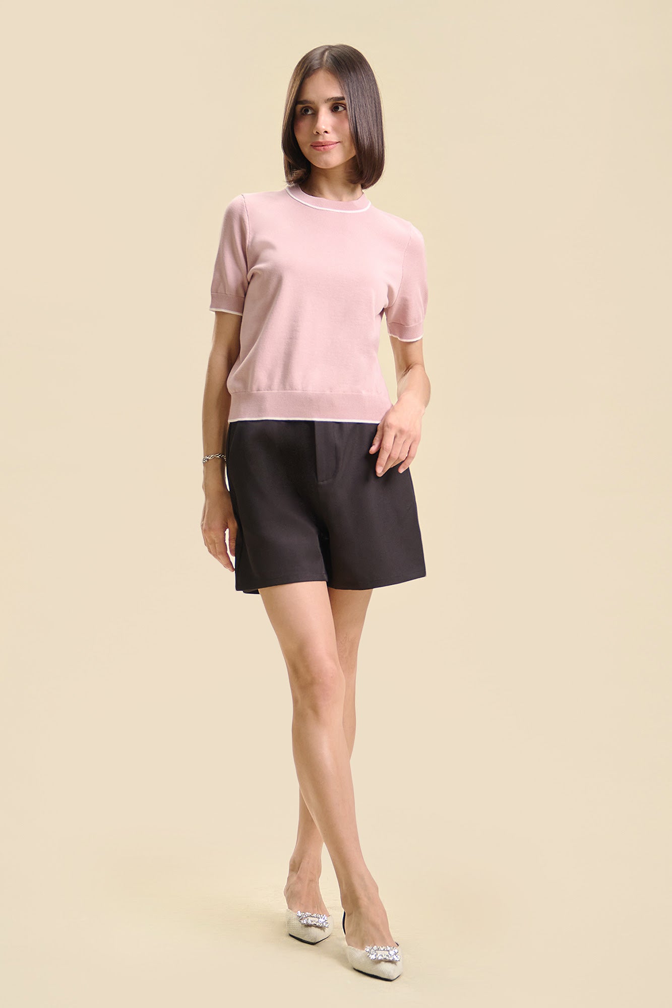 Dress Code Relaxed Knit Top with Contrast Detail