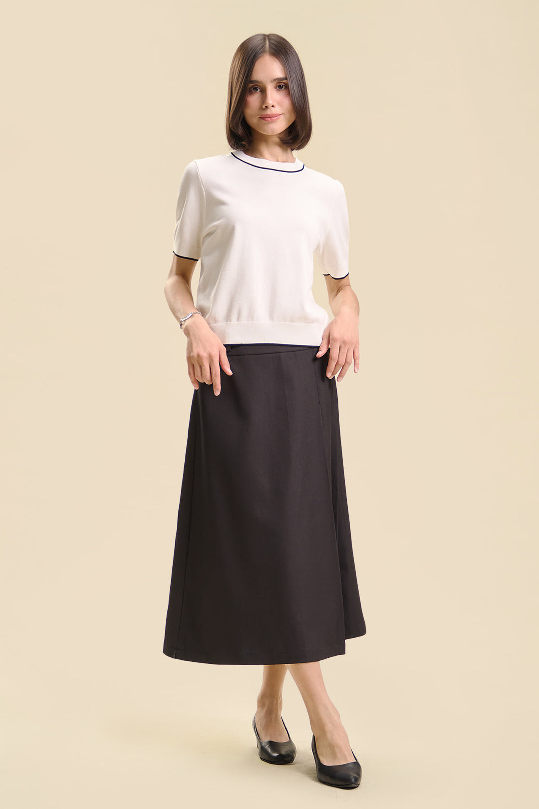 Dress Code Relaxed Knit Top with Contrast Detail